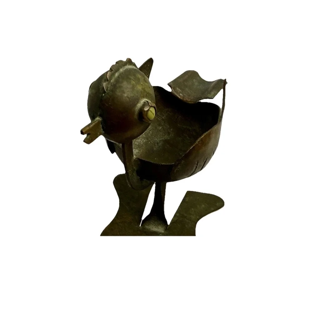 Vintage Mid-Century Brass Bird Ashtray 1950's Atomic Smoking Table Decor